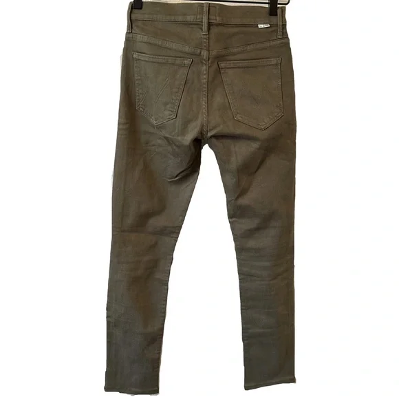 MOTHER Denim + Freja Limited Edition Skinny Jeans in Olive Green Wash - Picture 4 of 10